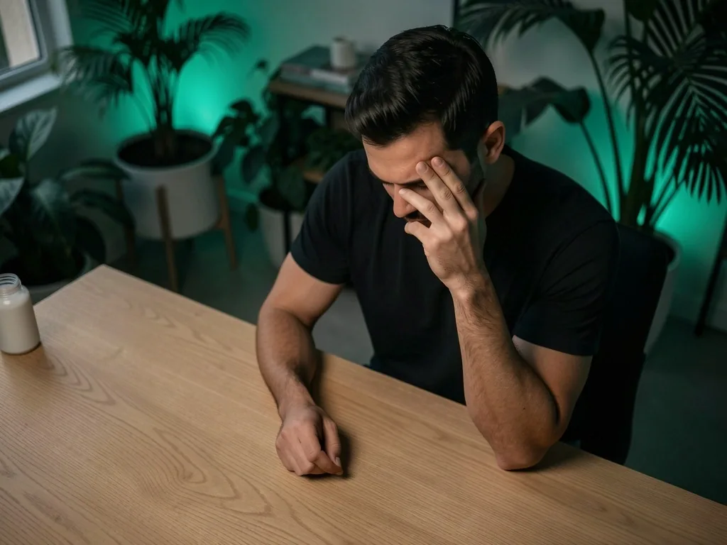 Focused work at desk in low light