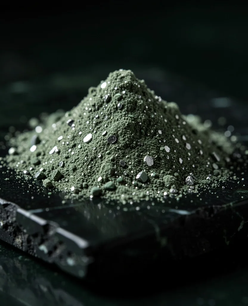 Raw mineral powder close-up